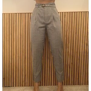 Plaid Belted Dress Pants
